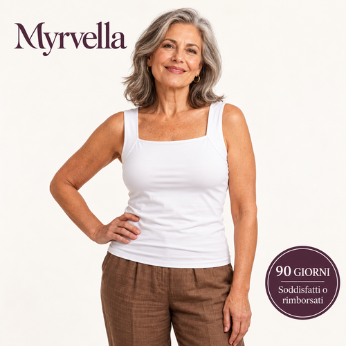 Canotta Myrvella bianca e garanzia di 90 giorni